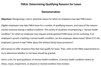 Intro slide to FMLA Training powerpoint presentation showing a smiling family